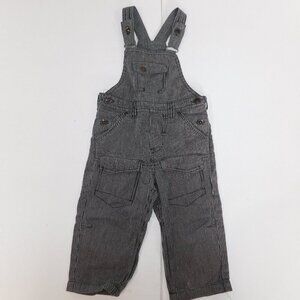 MEXX baby Boy 12-18 Months Black Gray Striped Overalls Conductor Look